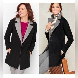 Talbots Double Face Wool One Button Jacket Career Casual Black/Gray size 12